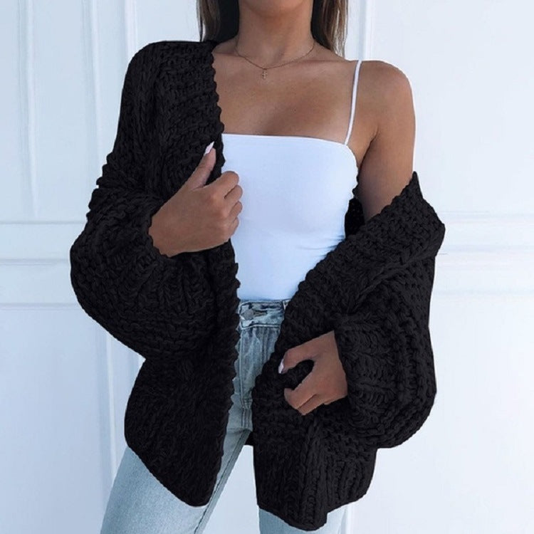 Fashion Women Winter Faux Mohair Knitted Sweater Loose Warm Cardigan Casual Coat Woman Sweater