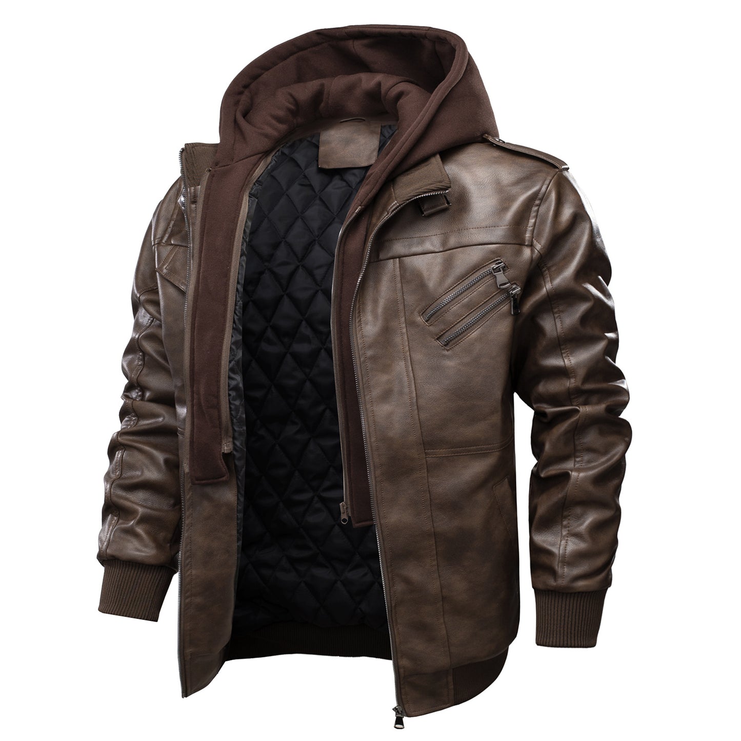 Men's Casual Foreign Trade Motorcycle PU Leather Jacket