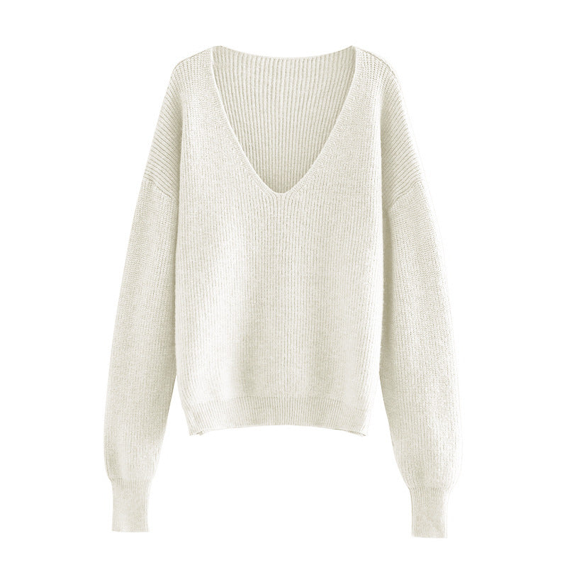 Lazy Style V-neck Pullover Explosive Sweater Women Knit Sweater