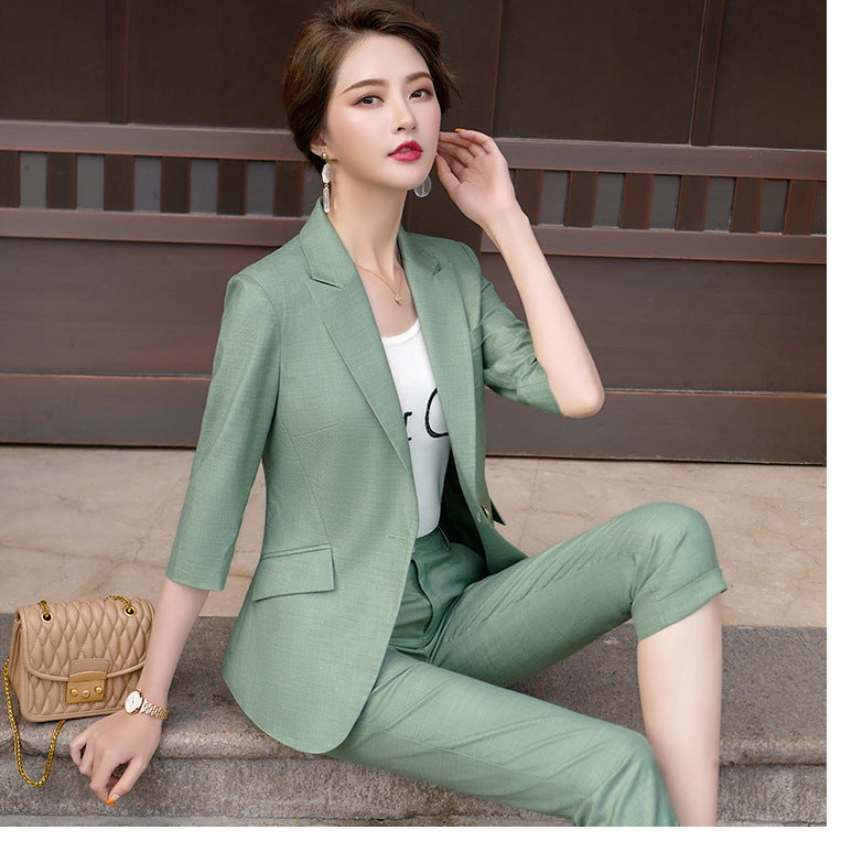 Ladies Fashion Business Wear Temperament Jacket Pants Set