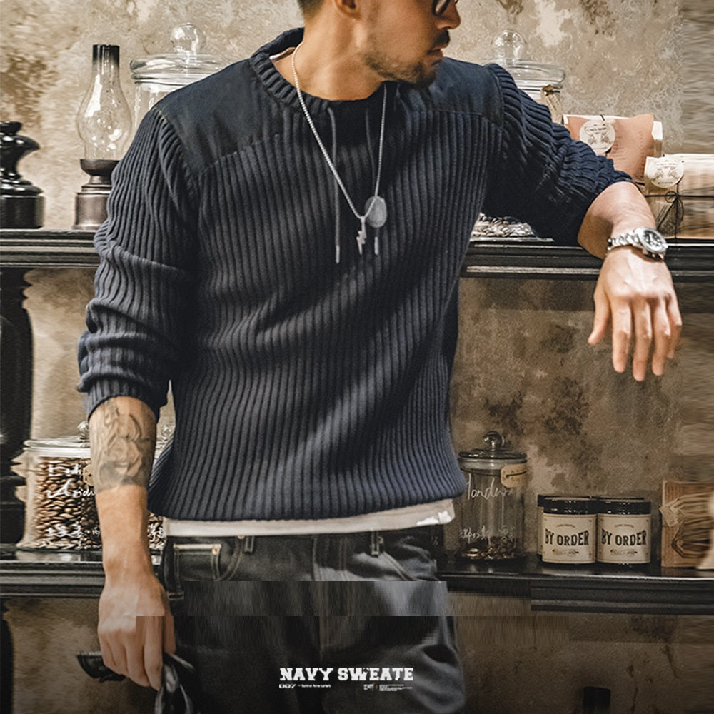 American Retro Sweater Round Neck Slim Fit Hard Han Style