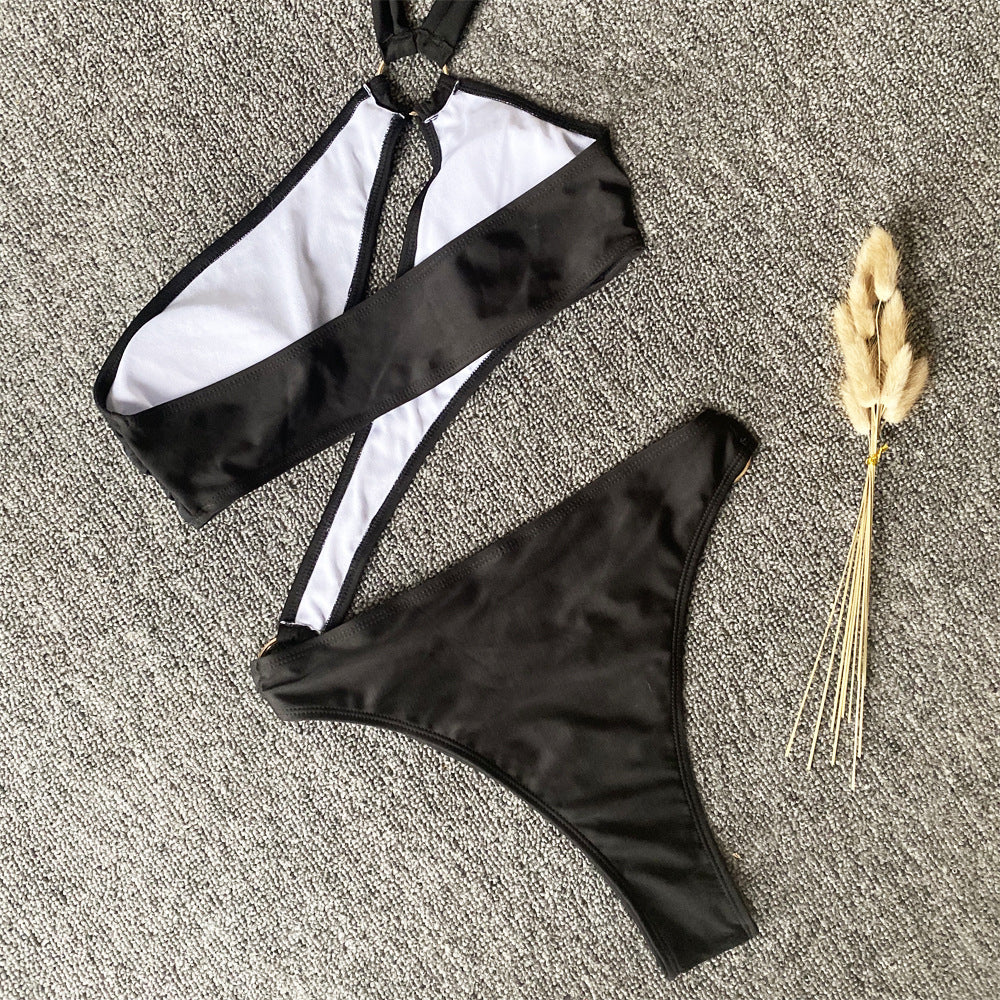 Irregular split swimsuit