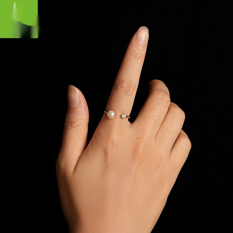 Natural Freshwater Pearl Moissanite Ring