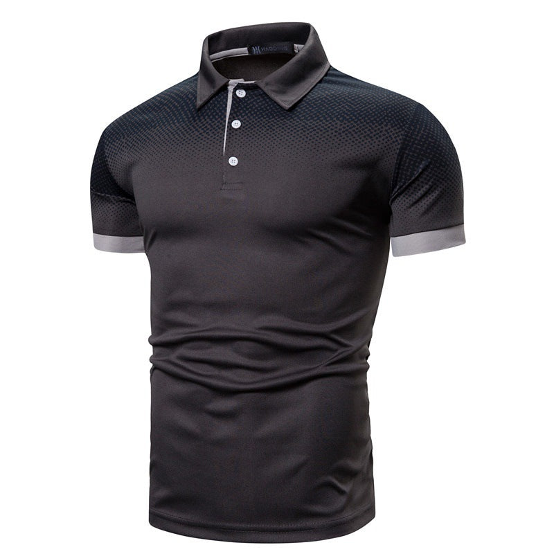 Men's gradient 3D printed polo T-shirt