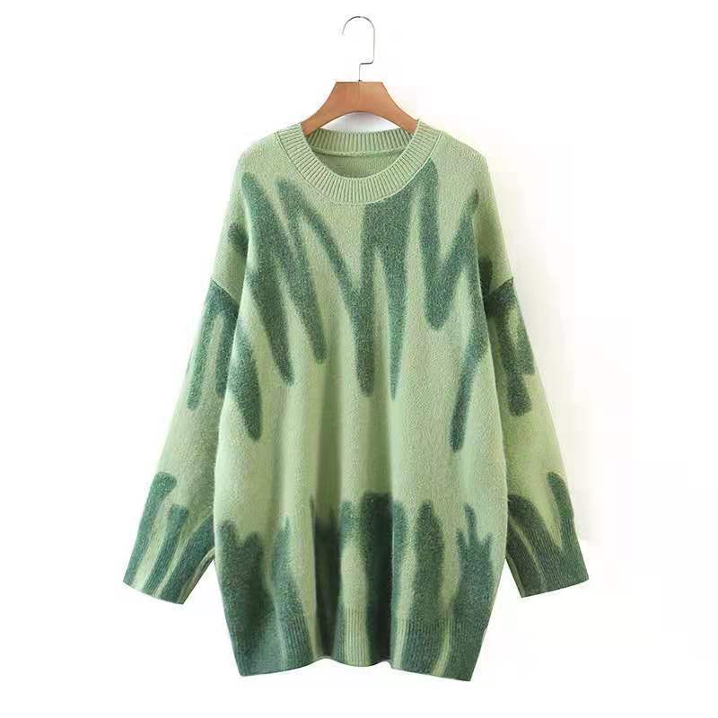 Loose Printed Sweater Women Lazy Amazon Pullover Sweater