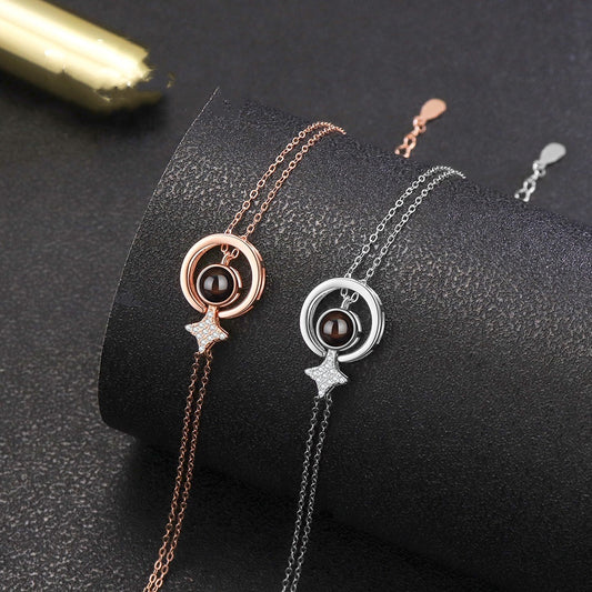 S925 Round Star Studded Diamond Women's Bracelet