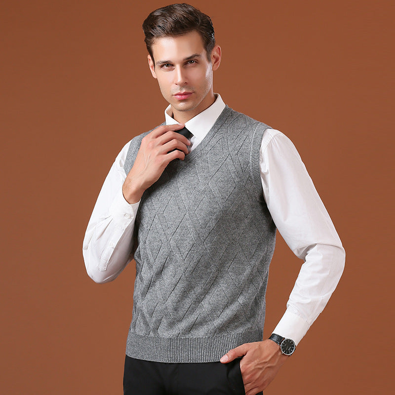 Diamond sleeveless cardigan vest men