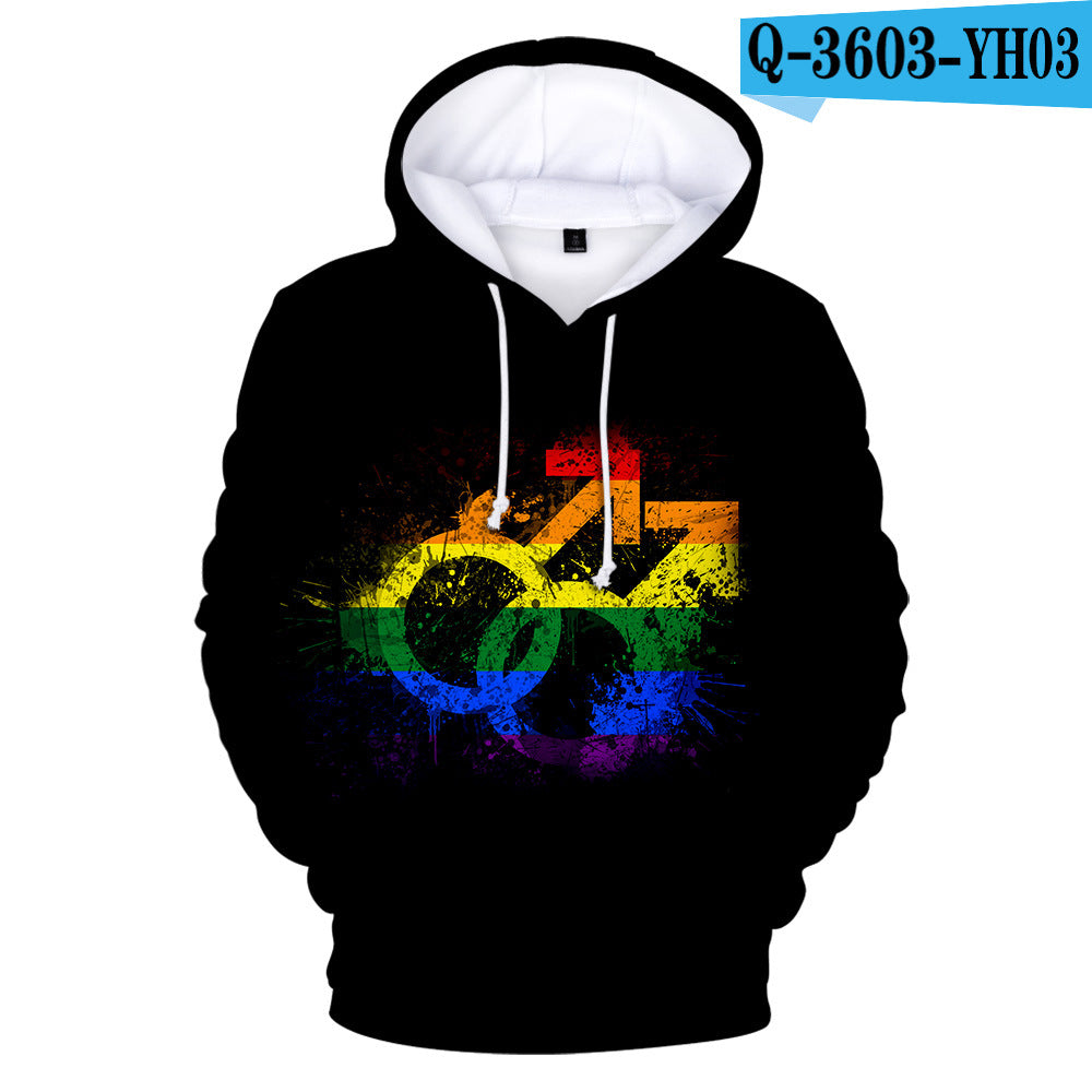 Gay Day Parade Leisure 3D Digital Printing Pullover Hoodie Men And Women