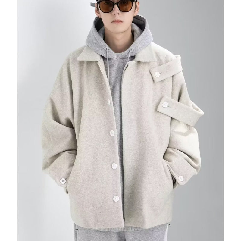 Autumn And Winter Woolen Coat Design Sense Niche Strap Trench Coat