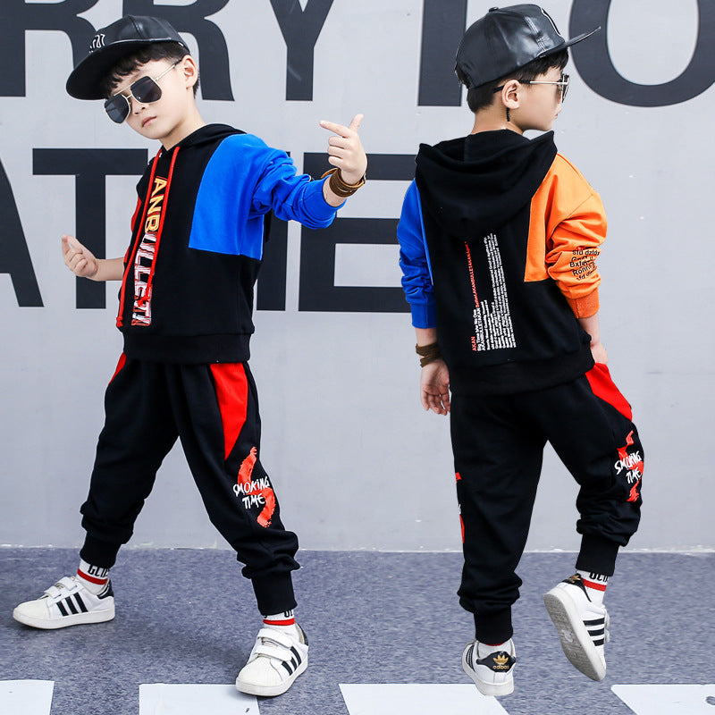 Boys spring suit 2021 new Korean children's clothing in the big boy boy long-sleeved sports two-piece suit tide clothes