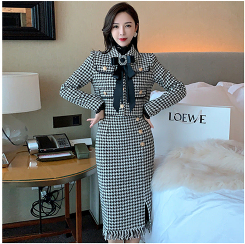 Lady Temperament Butterfly Knit Cardigan Midi Skirt