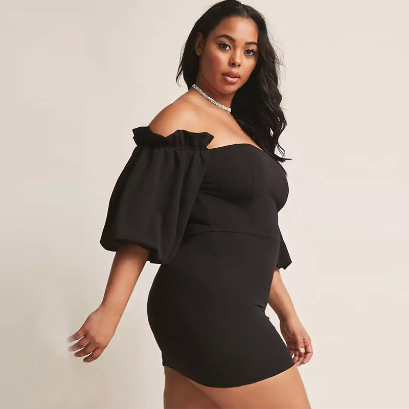 Sexy One-Neck Lantern Sleeve Fat Lady Dress