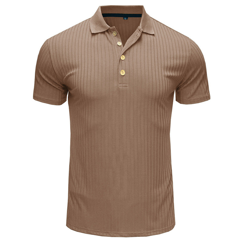 Men's Short Sleeve Polo Lapel T-Shirt Solid Color Casual