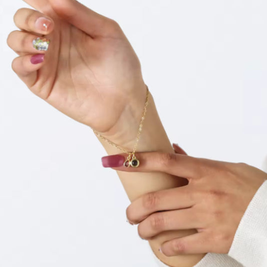 Custom Photo Projection Bracelet Stainless Steel Birthstone Charm