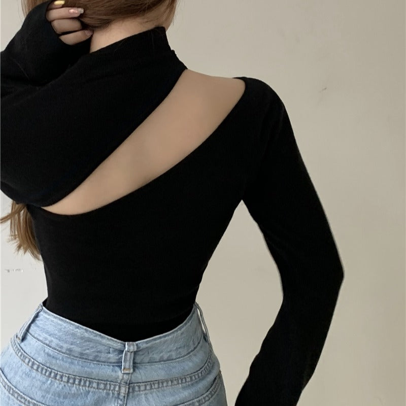 Real shot hollowed out sweater women top