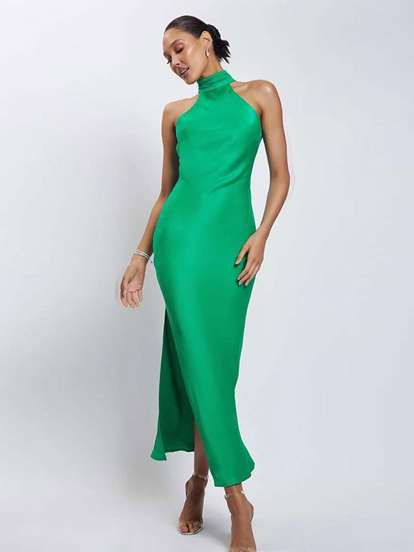 High Neck Long Party Dress