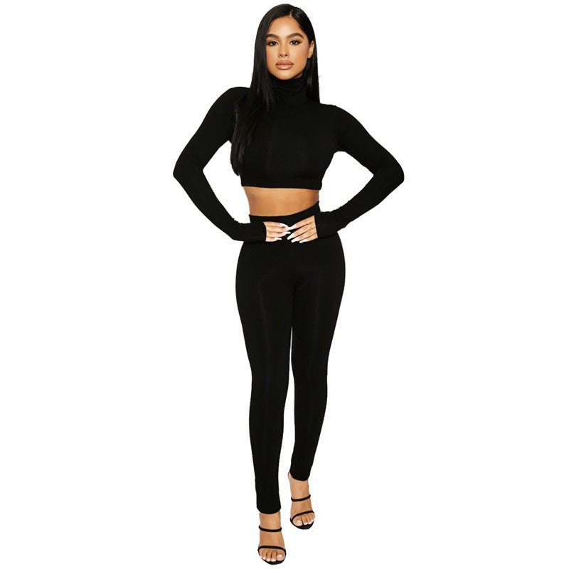 Ladies' Slim Fit Elastic Two-piece Set Women