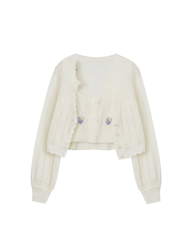 Two-piece Knitted Cardigan Women's Autumn Sling