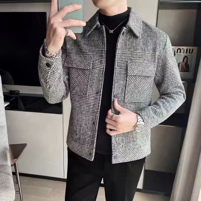 Men's Coat Korean Style Trendy Casual Woolen Jacket