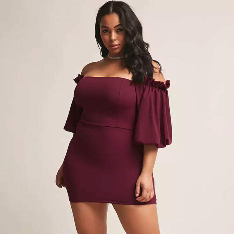 Sexy One-Neck Lantern Sleeve Fat Lady Dress