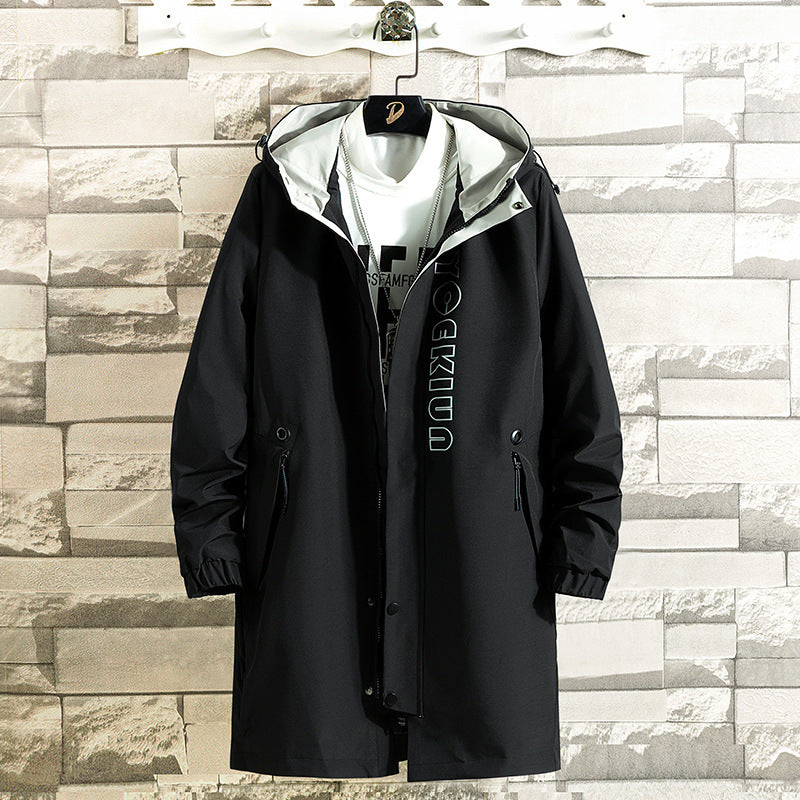 Thin Loose Windbreaker Casual Mid-length Coat Jacket Men