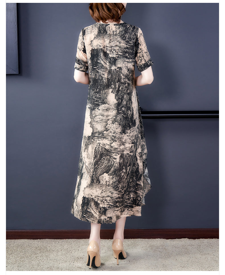 Silk Ink Painting Temperament Noble Lady Dress