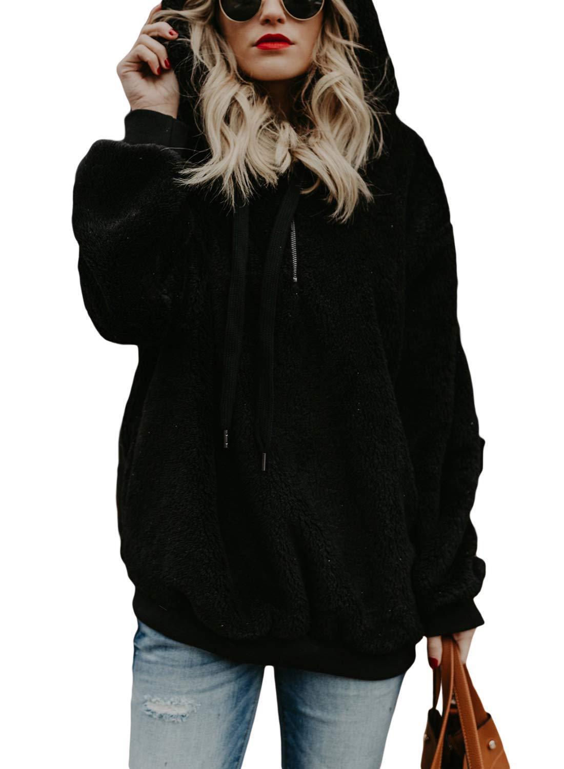 European and American long-sleeved hooded solid color sweater