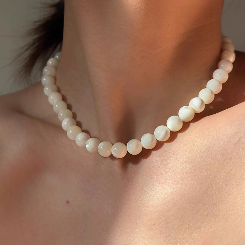 S925 Silver White Horseshoe Shell Simple Bracelet Handmade Necklace