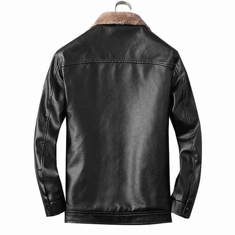 Middle-aged And Elderly Men's Fur PU Leather Jacket