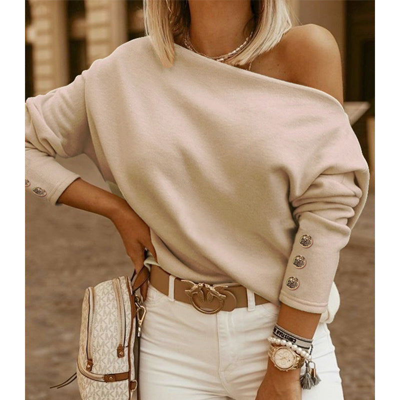 Women's Trendy Round Neck Solid Color Street Long-sleeved Sweater Women