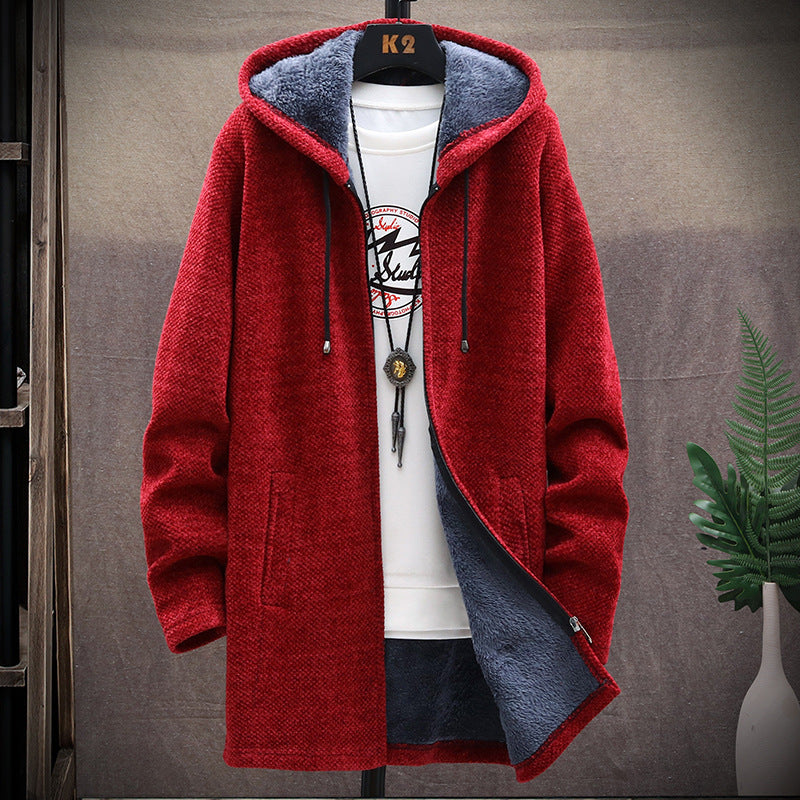 Jacket plus fleece hooded sweater coat men