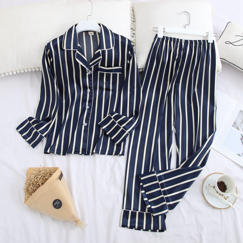 Long Sleeve Simple Lapel Home Pajamas Women