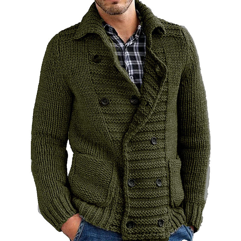 Men's Sweater Solid Color Lapel Cardigan Jacket