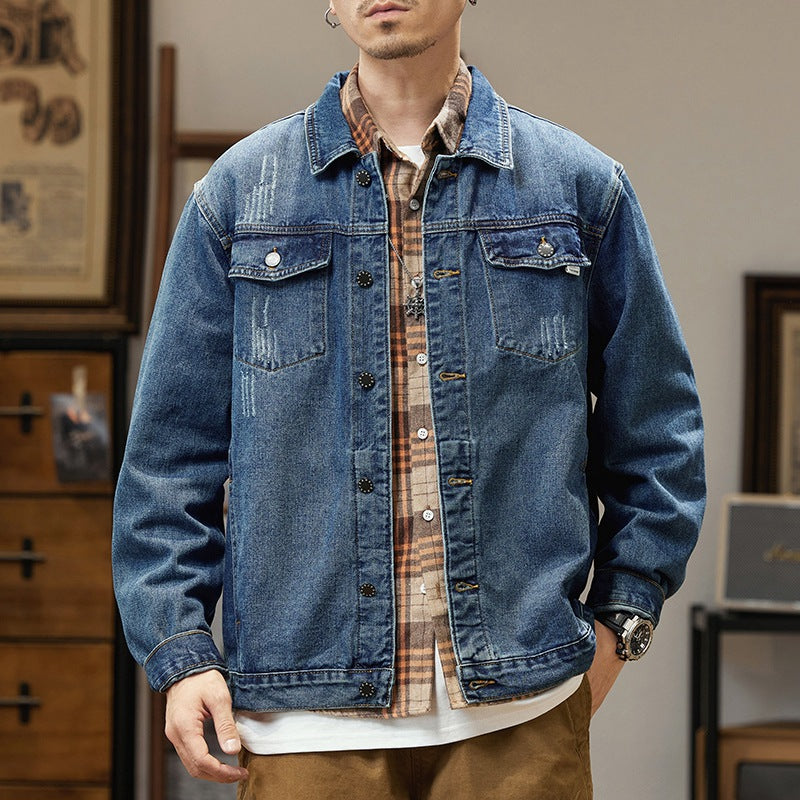 Retro Denim Jacket Men's Loose Oversized Coat