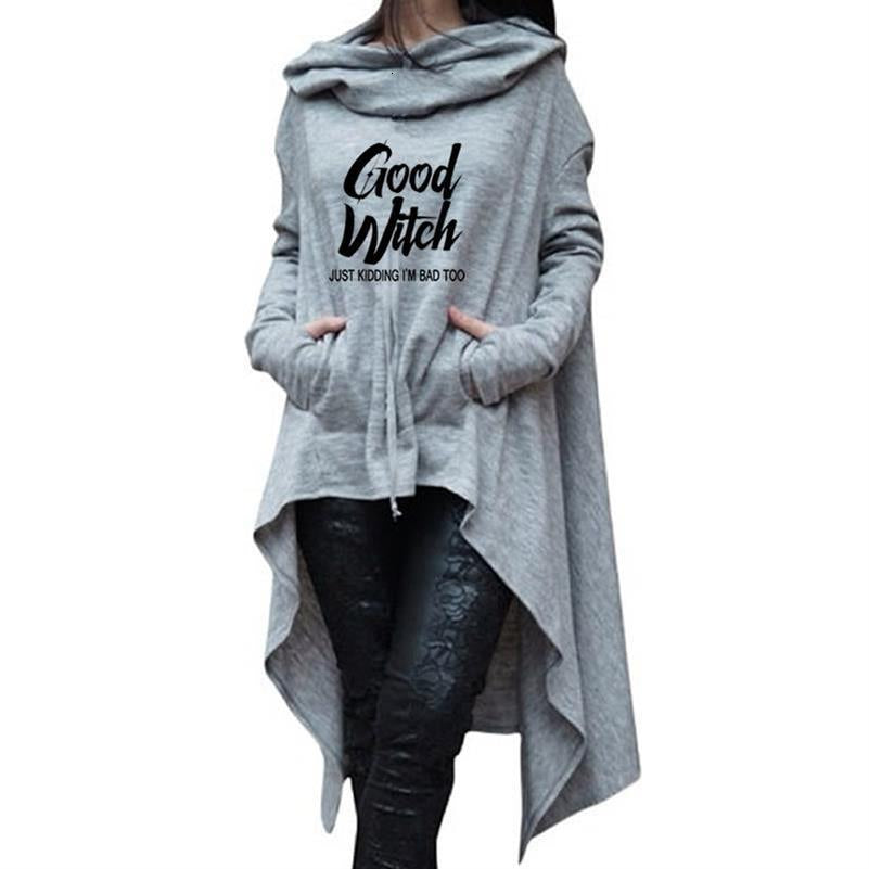 Letter Letters Print Hoodies For Women Long Irregular Sweats