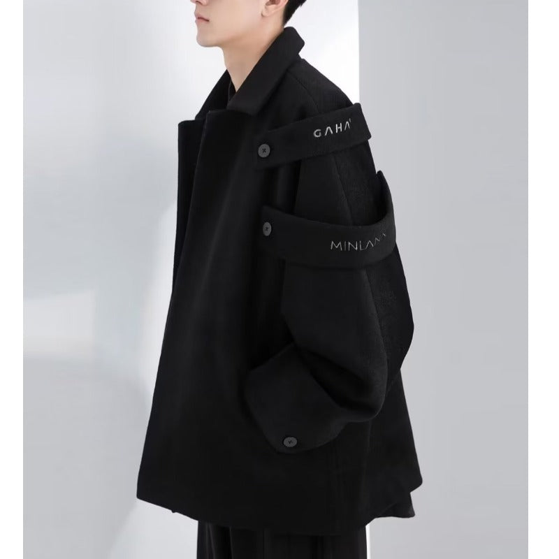 Autumn And Winter Woolen Coat Design Sense Niche Strap Trench Coat