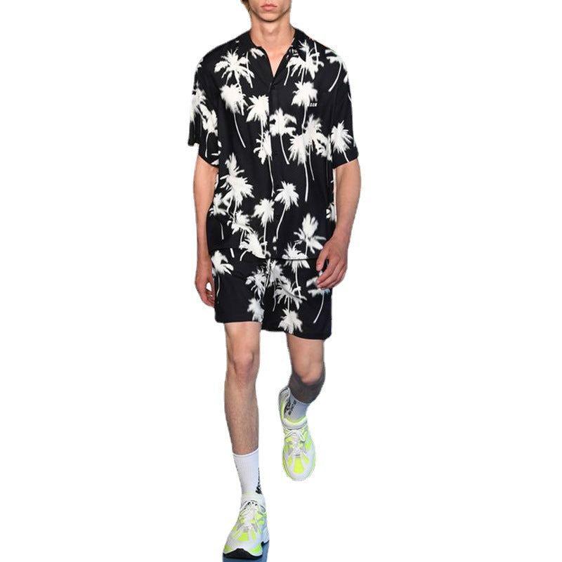 Men's Fashion Sports And Leisure Loose Short Sleeve Shirt Shorts Suit