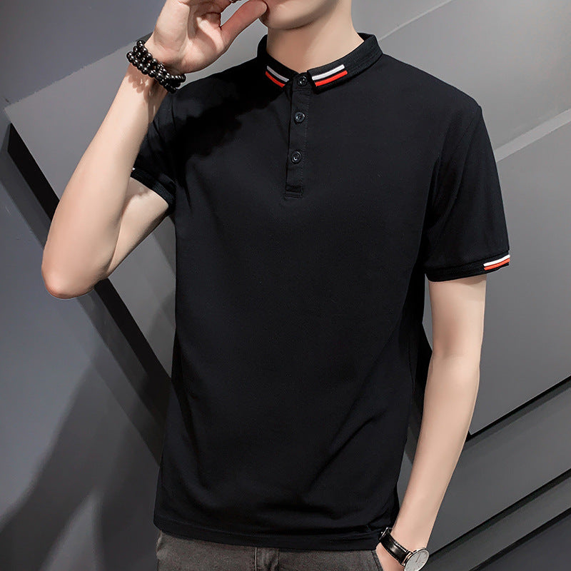 Men's Short-sleeved Polo Shirt Business Summer Korean Style Solid Color Polo Collar T-shirt