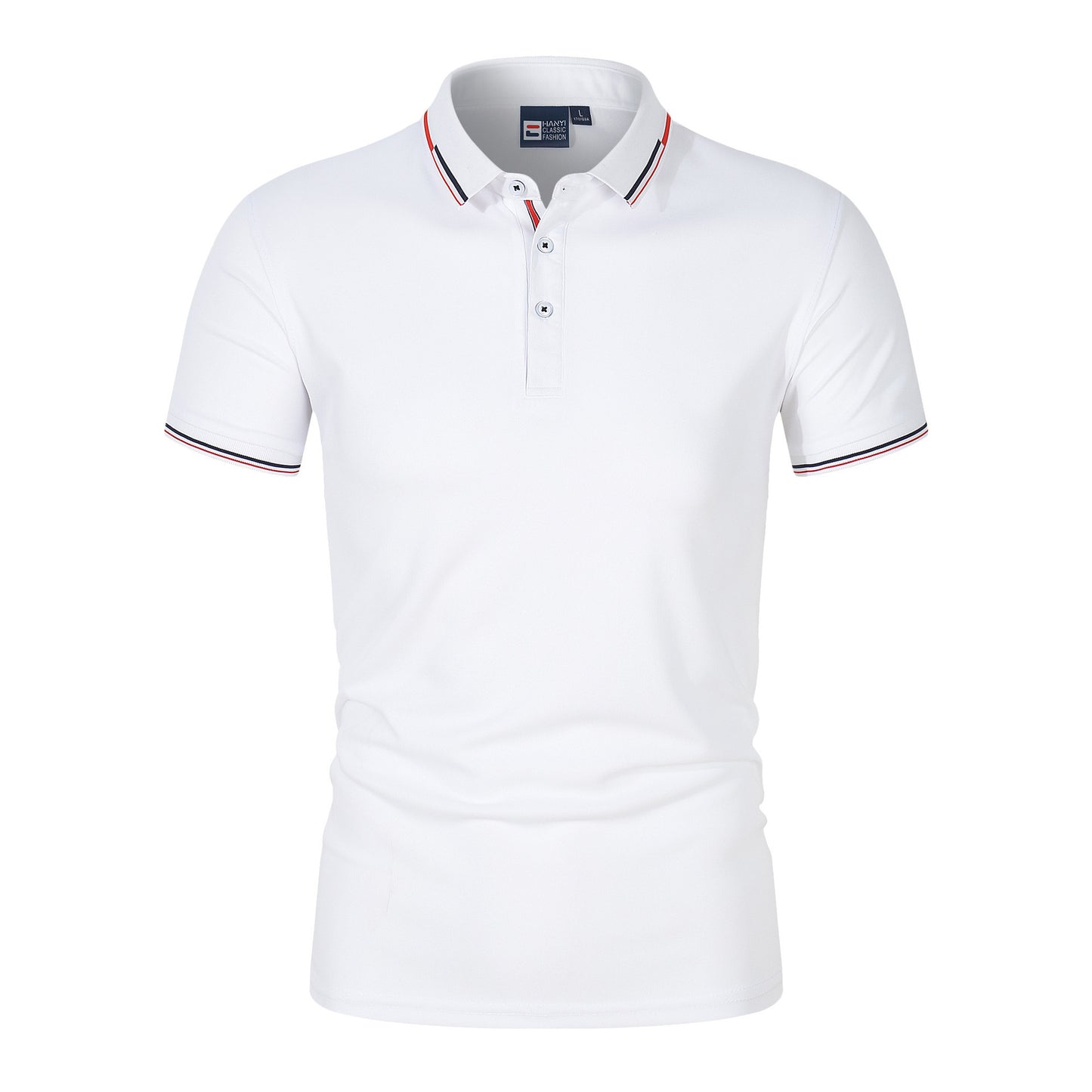 Plain Standing Collar Solid Color Men's Polo Shirt