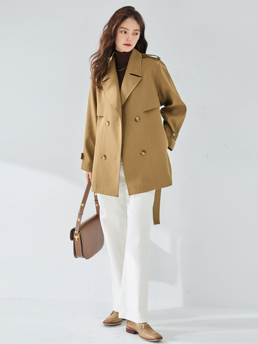 New Casual Elegant Elegant Short Trench Coat Women