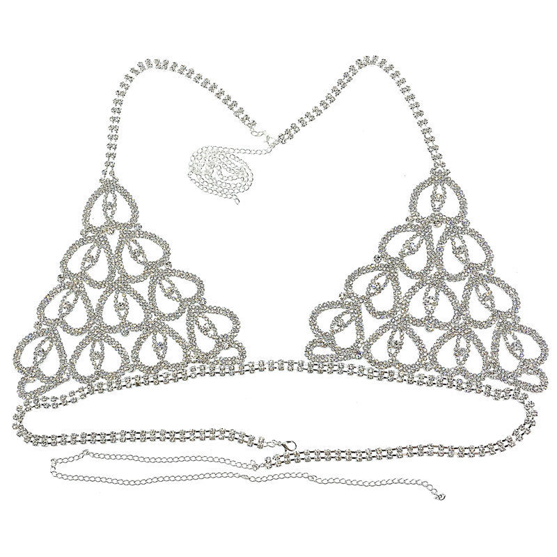 Sexy Body Chain Rhinestone Luxury Lingerie Set Ins Net Red Nightclub Love