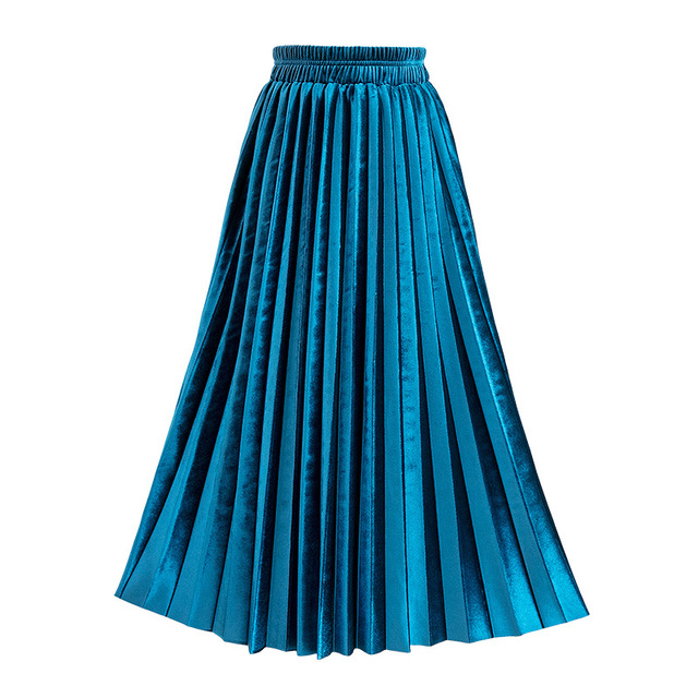 Pleated skirt mid-length a-line skirt