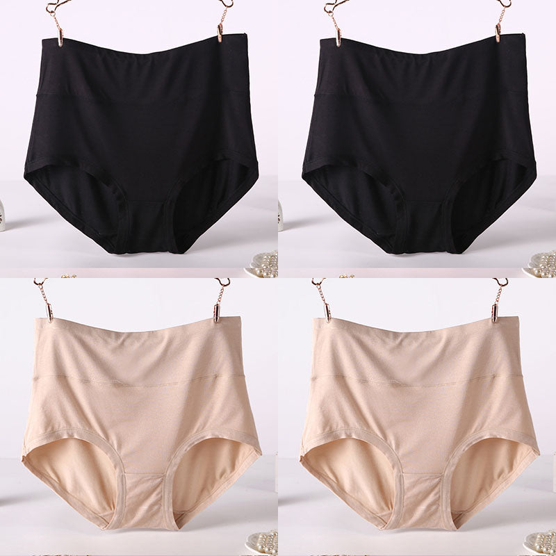 Women Underwear Soft Viscose Solid Color High Waist Panties 4pcs A Lot