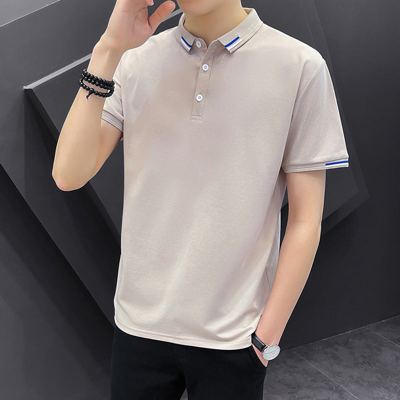 Men's Short-sleeved Polo Shirt Business Summer Korean Style Solid Color Polo Collar T-shirt