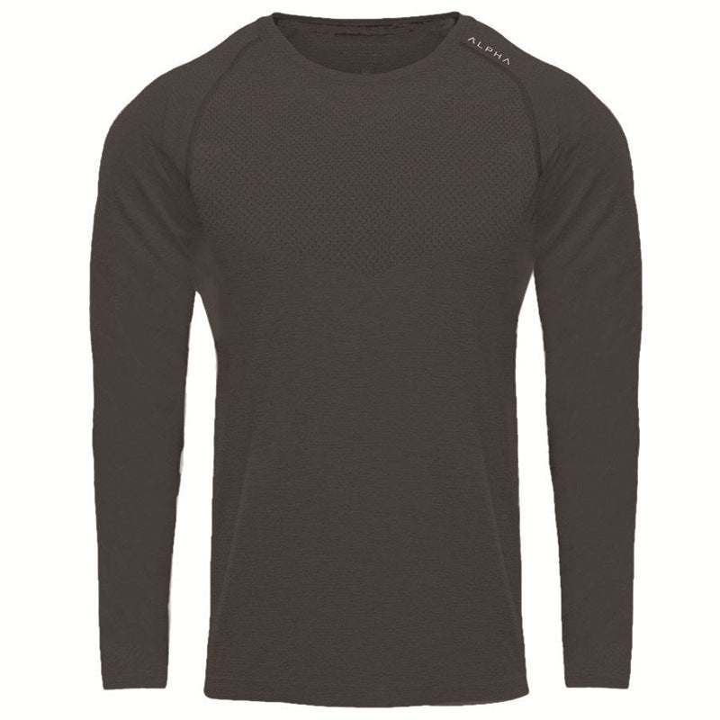 Men Long Sleeves T-Shirts Mesh Breathable Gyms Fitness Sports Clothes