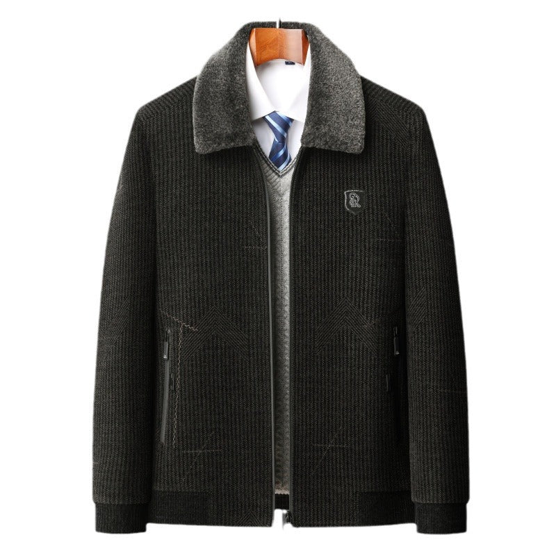 Men's Fleece-lined Thickened Lapel Jacket