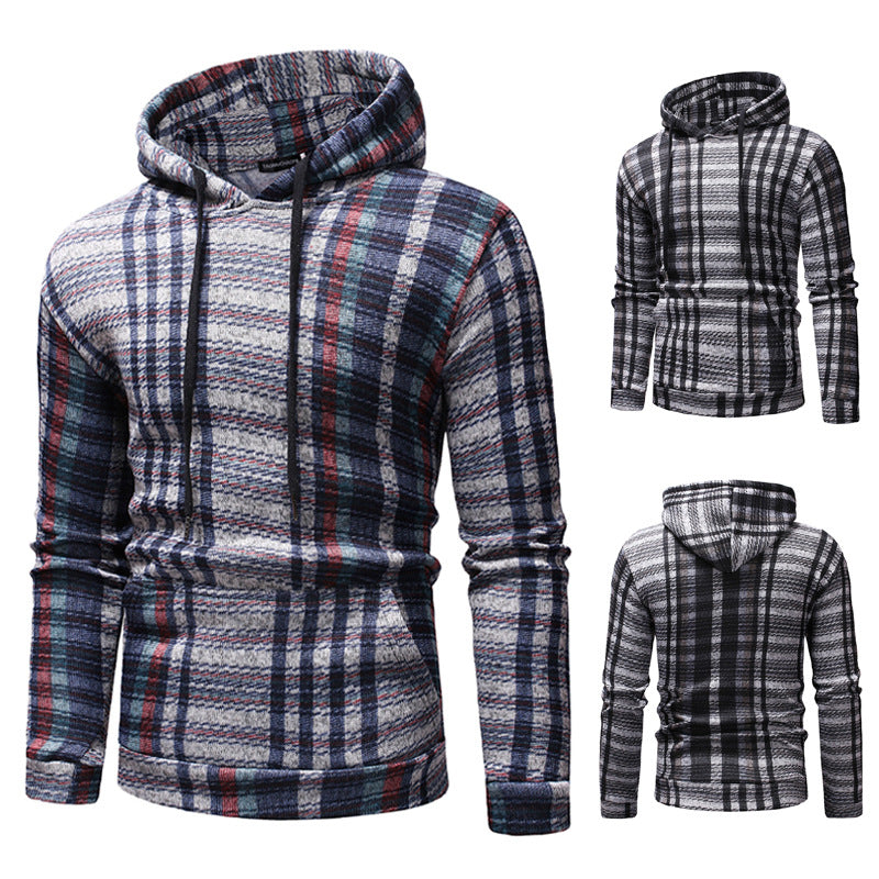 Hooded Men Striped Sweater Slim Fit