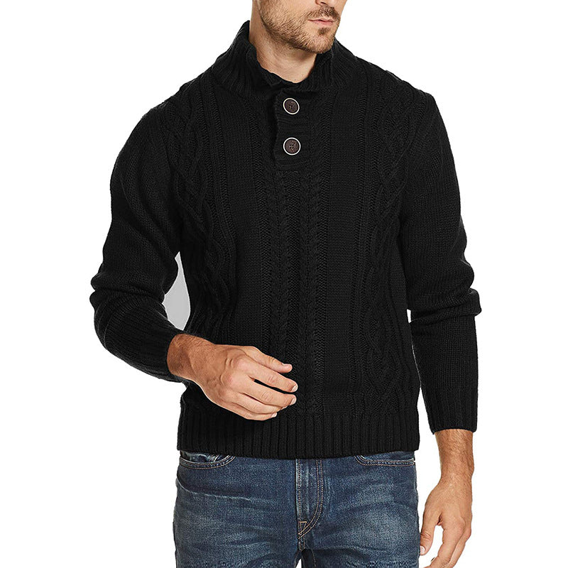 Sweater Men's Fashion Solid Color Long-sleeved Sweater