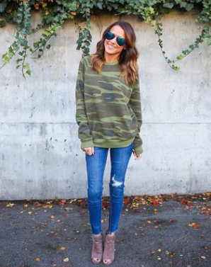 Women's Camouflage Sweater Long Sleeve Casual Jacket