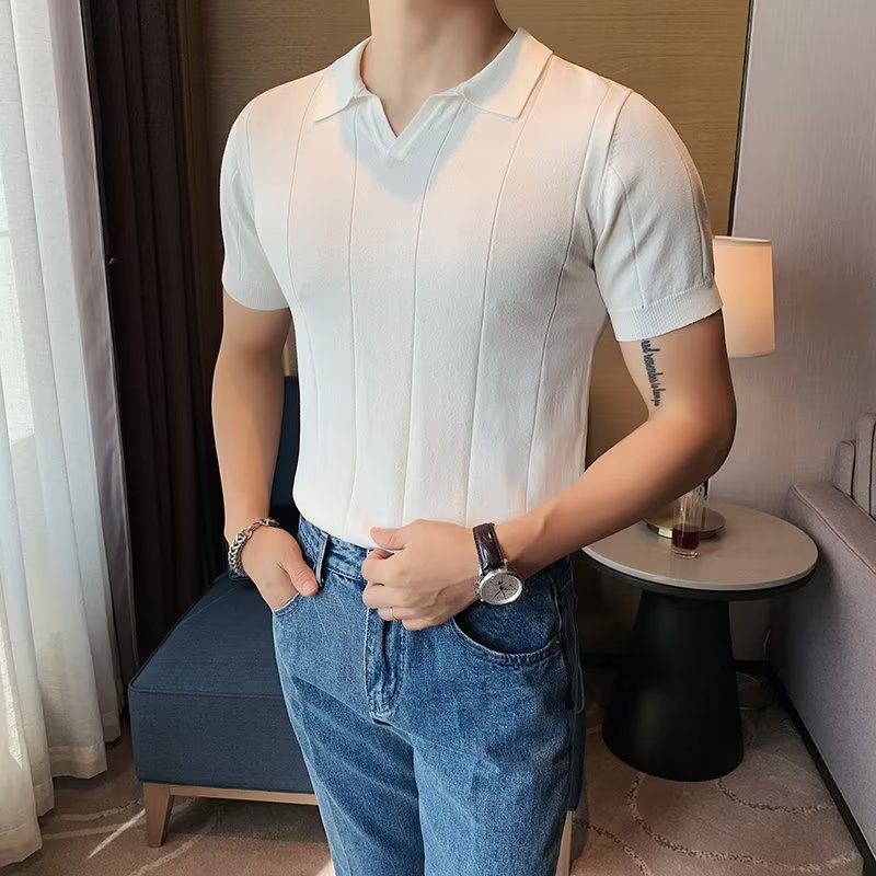 Men's Harajuku Polo Shirt Half Sleeve Men's T-shirt Fashion